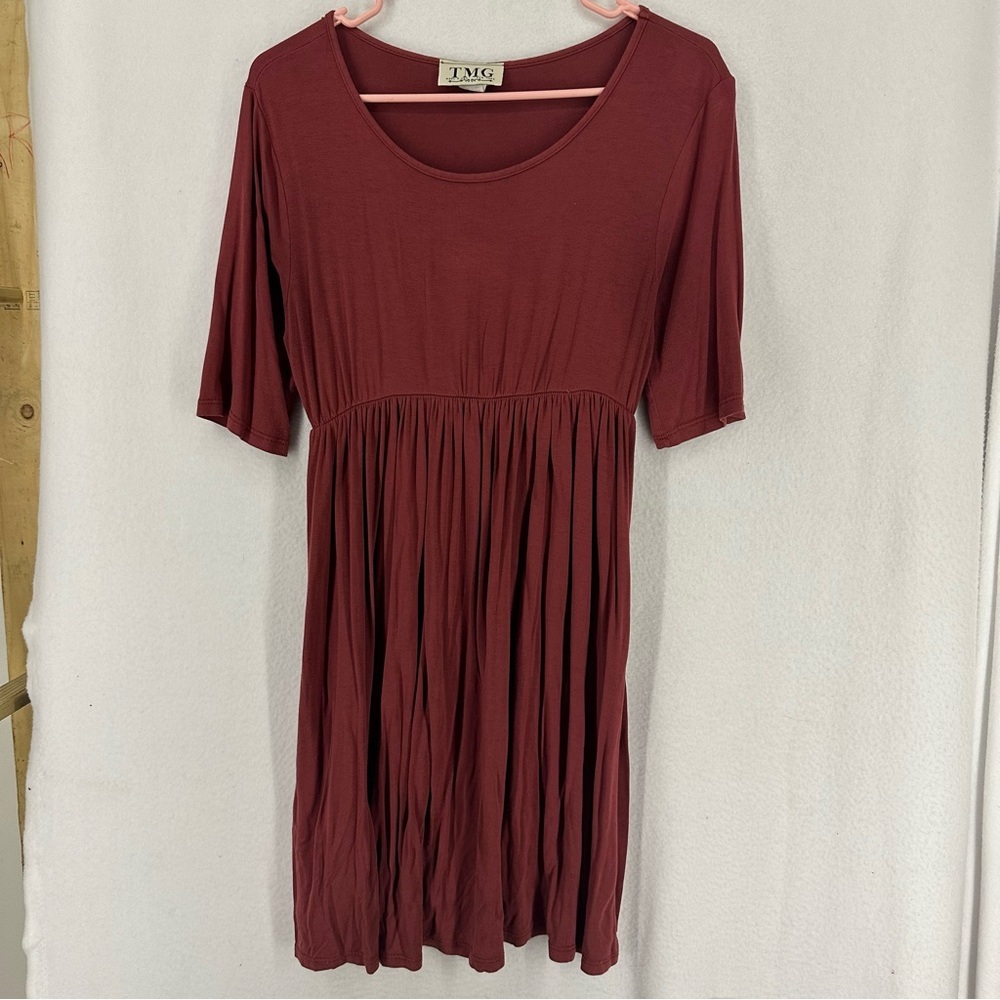 TMG 1/2 Sleeve Midi Casual Dress Womens XL Red